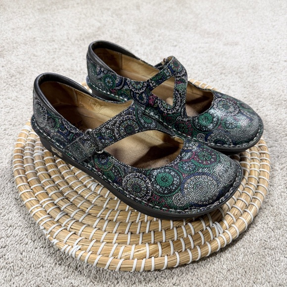 Alegria Shoes - Alegria Dayna 327 Mary Jane Shoes Leather Comfort in Multi Spiro Blues 39/US 9